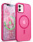 ORETECH Magnetica Cover per iPhone 12/12 Pro,[Compatibile con MagSafe][2 Vetro Temperato],Custodia Traslucida Opaca Antiurto Protezione Militare iPhone 12/12 Pro Cover-Rosa Caldo