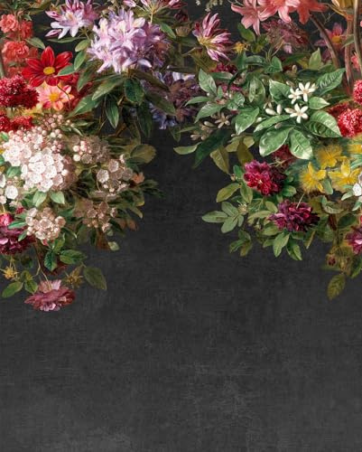 Rasch Tapete 361018 - Fototapete auf Vlies mit Blumen und Blättern in Schwarz, Creme, Rot und Grün aus der Kollektion Magicwalls - 2,65 m x 2,12 m (LxB)