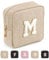 Cord Kosmetiktasche MAGEFY Kleine Make up Tasche für Handtasche Mini Schminktasche für Frauen Reise Personalisierte Letter Kosmetiktasche Kleine, Beige-M