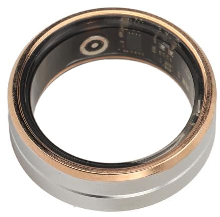 VBESTLIFE Smart Health Ring, Keramik und Edelstahl Smart Ring Fitness Tracker Wiederaufladbar IP68 Wasserdicht Silber Gold für Männer Zum Schrittzählen (Größe 9)