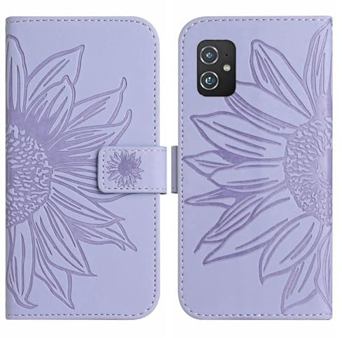 Rfvzubemok Compatible avec ASUS Zenfone 8 5G ZS590KS Coque,Compatible avec ASUS Zenfone 8 5G ZS590KS Etui pour téléphone Portable à Fermeture magnétique et à Fente pour Carte Purple