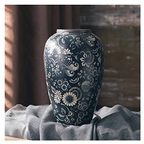 XXAD553TY Vasen Deko Keramik-Bodenvase, Villa, Hotel, Modellzimmer, Folklore-Ornamente, literarische Retro-chinesische Trockenblumen, dekorative Heim- und Wohnzimmer-Ornamente Vase(B)