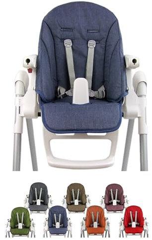 Ersatzbezug Sitzkissen [Bezug für Hochstuhl] kompatibel mit Peg Perego Prima Pappa ZERO3 & SIESTA (meliert blau)