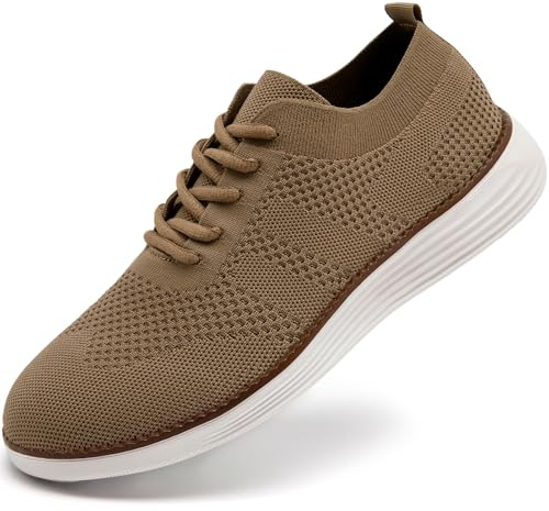 Mens Slip on Trainers Summer Casual Shoes Lightweight Walking Khaki Sneakers Formal Business Dress Trainers Mens Khaki Size 8