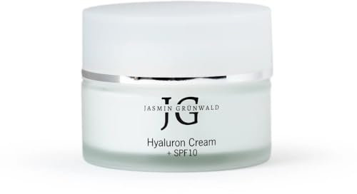 Jasmin Grünwald Hyaluron Gesichtscreme mit SPF 10, 50 ml, Feuchtigkeitsspendend & Anti-Aging, vegan & ohne Parabene, UV-Schutz für alle Hauttypen