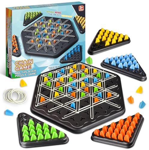 GmwyCzV Lustiges Gummiband Triggle Game, Triangle Strategy Spiel Logik Spiele für 2-4, Desktop Interaktives Familien Brettspiel, für Kinder Erwachsene Familie Party und Reisen
