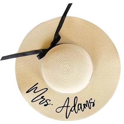 Personalisierter Damen-Strohhut Mit Breiter Krempe, Personalisierter Mrs. Floppy-Strandhut, Bachelorette-Hut Mit Individuellem Namen, Sonnenhut Mit Individuellem Namen