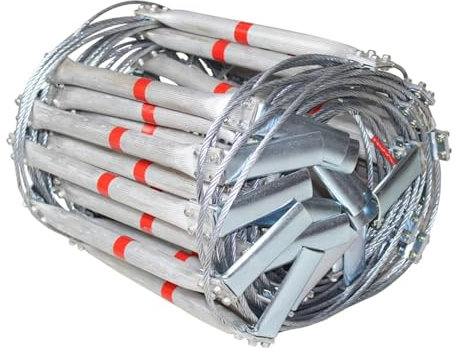 WJLYDM Fire Escape Rope Ladder Fire Escape Rope Ladder Outdoor Portable Construction Folding Aluminum Stairs Length 16ft-328ft For Windows And Balconies(Length 30M 98.42ft)