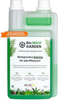 Bio MAM® GARDEN mit Dosierflasche (1L) - Biologisches Doping für alle Pflanzen! - Fördert Bodenleben, Keimung, Wurzelbildung, Blütenbildung, Reifung & Wachstum. Für 100 Liter Wasser! (Kein Dünger)