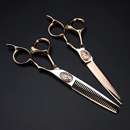 Hair Cutting, 6inch Professional Japan 440c Steel Upscale Rose Gold Hair Cutting Barber Haircut thinning Hairdresser (Color : Cutting Scissor) (Set) (Set)