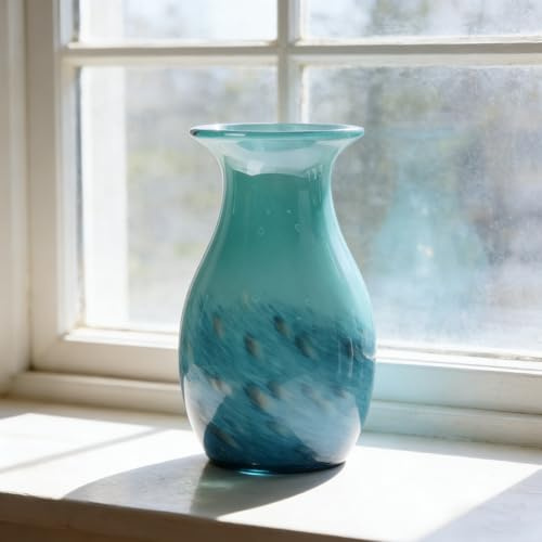 Vases en verre soufflé à la main pour fleurs, décoration d'intérieur, centre de table, bibliothèque, table à manger, bureau d'intérieur, salle de réunion (29 cm)