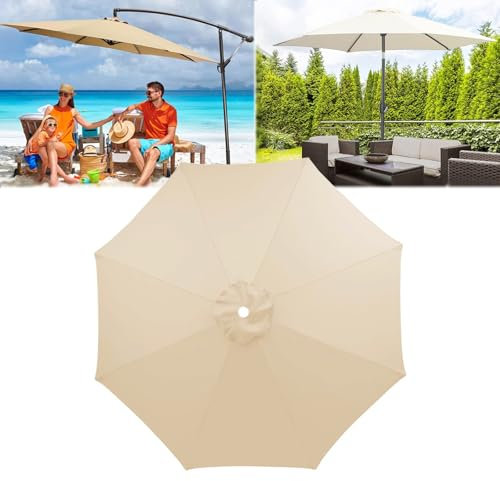 Esterno Terrazza Cortile Telo Ombrellone 6/8 Costole, 2/2.3/2.7/3.0/3.5M Copertura Di Ricambio Per Ombrellone Vele Parasole Da Giardino, AntisUV Mercato Tavolo Baldacchino Sostituzione(Beige,3.5M/8Rib