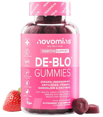 De-Blo Gummies | Digestive Enzyme Supplement | Bromelain Enzyme | Novomins | Inulin, Peppermint, Apple Cider Vinegar, Ginger, 2 Billion CFU for Gut Health | Gluten-Free & Vegan | 60 Gummies