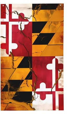 Vintage-Flagge aus Holz, Maryland-Flagge, dekorative Outdoor-Flagge, 90 x 152 cm, vertikales Polyester-Banner