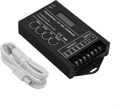 Jotekonoby TC420 Programmierbarer Timer für RGB-LED-Display-Controller, 5-K, DC12–24 V Steuerung mit Gehäuse aus Aluminiumlegierung