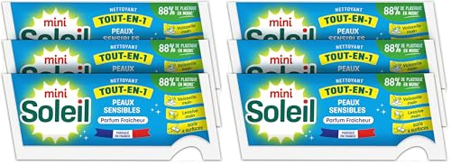 Mini Soleil Nettoyant Tout-En-1 | Berlingot Multi-usages à diluer | Vaisselle mains, lessive mains, sols & surfaces | Parfum fraicheur | Format pratique | Adapté aux peaux sensibles | 3x200mL