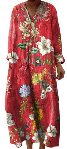 Générique Robe Longue Blanche Boheme Robe Longue Femme Ete Lin Dress en Lin Made in Italy Fluide Champetre Robes Femmes D été Manche Col V Plage DéContractée Femme Chic Et Elegant Boheme Chic