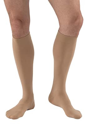 JOBST Relief Knee High Graduated Compression Socks, 20-30 mmHg - Comfortable Unisex Design - Closed Toe, Beige, X-Large Full Calf