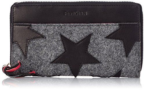 FEYNSINN große Geldbörse Damen echt Leder - Portemonnaie Stars - Geldbeutel Damentasche - Ledergeldbeutel Damen schwarz handgefertigt