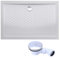 doporro Plato de Ducha Rectangular Antideslizante 80x120x4 cm – Acrílico Blanco con Válvula de Desagüe AL02, Conexiones DIN, Instalación a Ras de Suelo – Lucia02