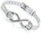 Flongo Lederarmband, Leder Echtleder Armband Armreifen Weiss Infinity Unendlichkeit Zeichen Symbol Lieben Charme Einstellbar Herren,Damen