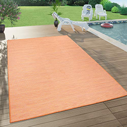 Paco Home In- & Outdoor Teppich Balkon Terrasse Küchenteppich Gartenteppich Modern, Grösse:120x160 cm, Farbe:Terracotta