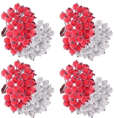 TUPARKA Rot Holly Beeren Weihnachten Dekoration, Weihnachtskranz der Versorgungen, Weihnachtsbaum Blumen Dekorations Tischschmuck Macht