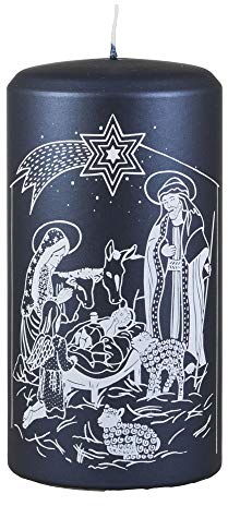 Unipar Gloria blau Weihnachtskerze mit Motiv Bedruckte Kerzen Weihnachten