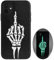 X spirit Cool Case for iPhone 11, Skull Skeleton Design, Edgy Goth Gothic Emo Luminous Style, Middle Finger, Rock n Roll, Glow in The Dark, Leather Finish (iPh 11-Middle Finger)