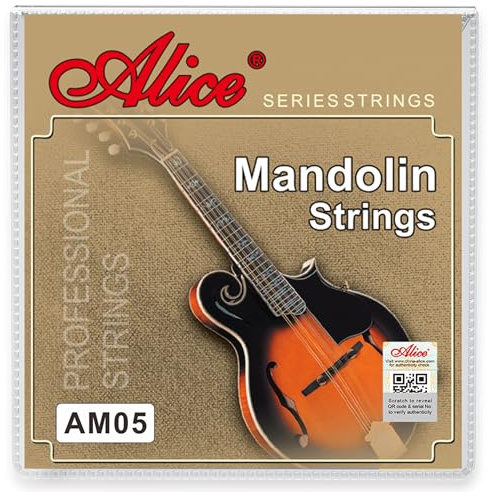 2 Pack Alice 4 String Mandolin Strings Medium (11-40) Plated Steel and Silver-Plated Copper Alloy with Anti-Rust Coating, (AM05)