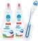 NUK Vaatwasserreiniger & flessenborstel voor babyflessen, 2 x parfumvrije afwasreiniger, 1 x twist-borstel, 500 ml, voor babyflessen, stofzuigers en accessoires, borstel kleur niet vrij te kiezen