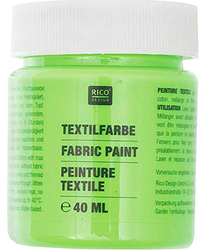 Neon Green Fabric Paint for Light Fabrics - 40ml