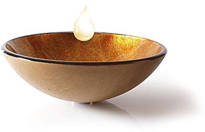 HomeLava Modern Rund Gehärtetes Glas Waschbecken mit Ablaufgarnitur Mini Glaswaschbecken Klein für Gäste WC Bad 30 cm (ohne Wasserhahn)