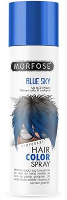 Morfose Blue Sky Temporary Hair Color Spray 150ml – Spray teinture capillaire temporaire - Couleurs tendance et éclatantes avec tenue jusqu'à 24 heures, facile à enlever au lavage