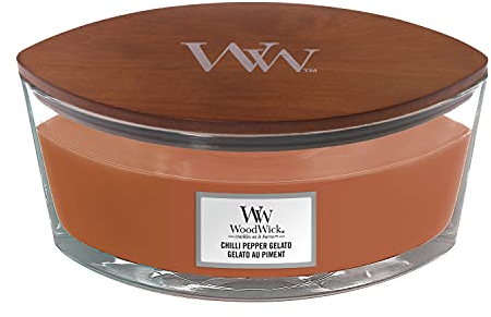 WoodWick Ellipse Duftkerze mit knisternder Docht | Chilli Pepper Gelato | Brenndauer bis zu 50 Stunden