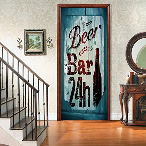 SHOMEY 3D Türaufkleber Bar 77 x 200 cm PVC Selbstklebende Wasserdichte Abnehmbare Art Decals für Dekoration Wandbild