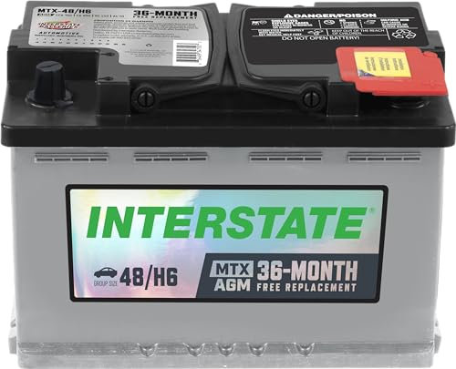 Interstate Batteries - Batería automotriz de 12 V 70 Ah (tamaño del grupo H6, 48) 760CCA SLI AGM Batería de repuesto para automóviles, SUV, sedanes, camiones (MTX-48/H6)