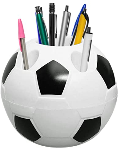 Hainice Football Shaped Pen Holder Creative Desk Organizer Kids Pencil Cup School Supplies (Black and White)