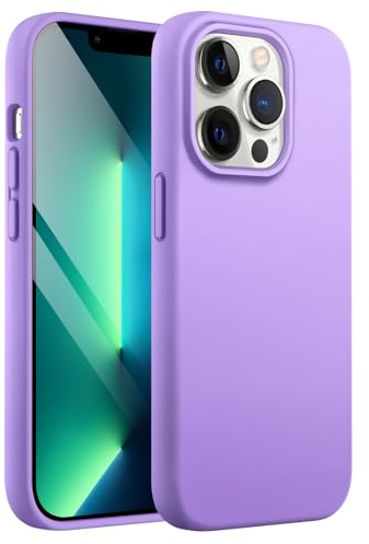 JETech Cover in Silicone per iPhone 13 Pro 6,1 Pollici, Custodia Protettiva per Tutto il Corpo Morbida al Tatto, Copertura Antiurto con Fodera in Microfibra (Viola Chiaro)