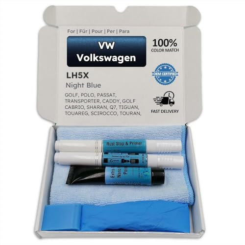Genuine Colors Lackstift Night Blue LH5X für VW Volkswagen Blau Golf Polo Passat Transporter Caddy Cabrio Sharan Q7 TIGUAN Touareg Scirocco TOURAN CARAVELLE MULTIVAN E-Golf R EOS CC UP T5 Variant GTI