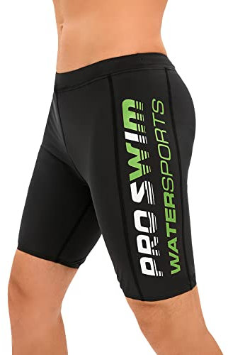 Veranobreeze Costume da Bagno da Uomo Jammer Nuoto da Competizione Pantaloni Costume da Bagno da Allenamento Lungo da Corsa (Verde+Bianco, L)