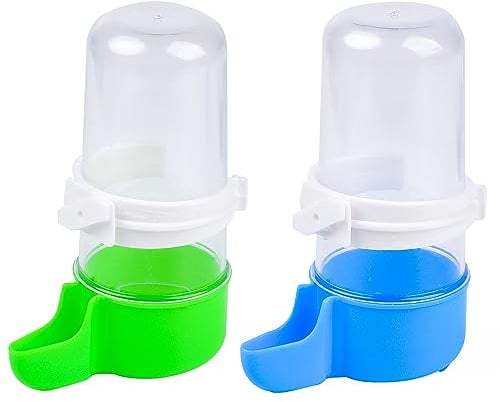 MEISH 2 Pieces Bird Water Feeders Bird Water Bottles Automatic Water Dispenser Hanging Bird Drinkers Birdcage Accessories for Parrots