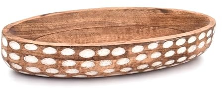 Indus Lifespace Bol décoratif en bois de manguier pour centre de table, salle à manger, salon, maison, cuisine (35,56 cm x 15,24 cm x 5,84 cm)
