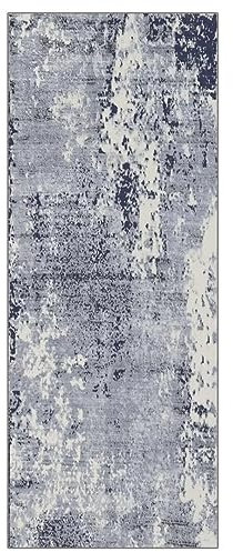 ZUZEKU Läufer Flur Küche Waschbar rutschfest 40X60cm Geometrisches Vintage Muster Blau Lang Küchenteppich Flurteppich Teppich Fur Korridor Wohnzimmer Schlafzimmer Meterware Anpassbar
