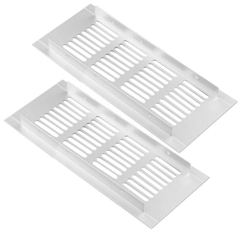 ZESLIV Rejilla de ventilación de aluminio, color blanco, 2 unidades, para armario de cocina, zapatero y armario, 80 mm x 200 mm