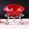 LOTOWELZON 60mm Diamant Glas, Briefbeschwerer mit Versilbertem Blumenständer Klar Funkelnden Kristall Stein für Hochzeitsbevorzugung Dekorationen (Rot)