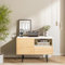 Roomfitters Mid-Century Sideboard Buffetschrank, Moderner Akzent-Schrank mit Schnitz Design, Küchenschrank mit Türen und Schublade, Credenza mit offenen Fächern, Kommode Holz Wohnzimmer aus Pappelholz