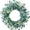 CIR OASES 20 Inch Spring Wreath Blue with Green Leaves Daisy Artificial Grains White Flower for Front Door Wreath,Farmhouse Decor Indoor&Outdoor Wedding Wall Home