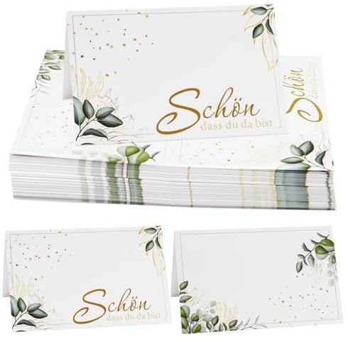 Tischkarten Hochzeit, 50 Stück Tischkarten Eukalyptus, Tischkarten Geburtstag, Namenskarten Namensschilder Hochzeit, Platzkarten Blanko Tischdeko, Tischkarten für Taufe Kommunion Bankett Geburtstag