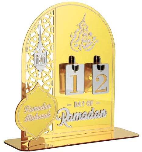 FINEVERNEK Ramadan Kalender, Eid Mubarak Kalender, 30 Tage Ramadan Mubarak Countdown Kalender, Ramadan Kalender Home Party Deko DIY, Eid Mubarak Dekorationen, Ramadan-Ornament, Acrylic